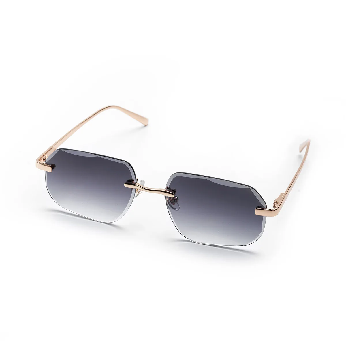 Luxury designer brand Irregular sun glasses High quality diamond cut rimless metal men sunglasses custom wholesale