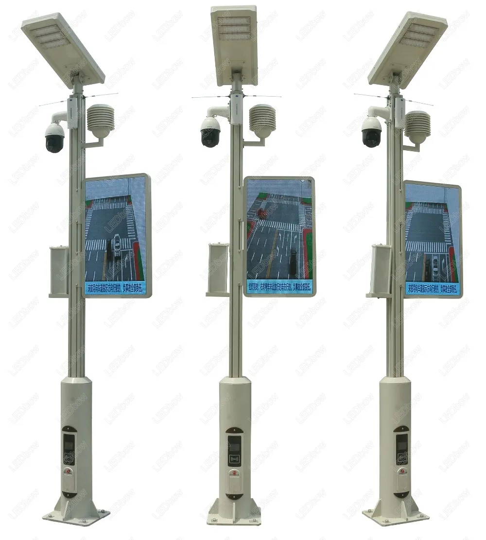 LEDbow многофункциональный солнечный уличный свет полюс с CCTV/vedio/умный дисплей/зарядная станция в умном городе