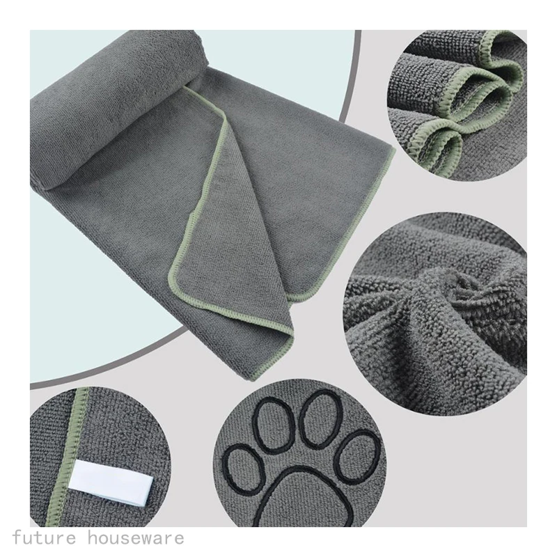 Ultra Absorbent Microfiber Pet Towel with Embroidered Paw print 30x50