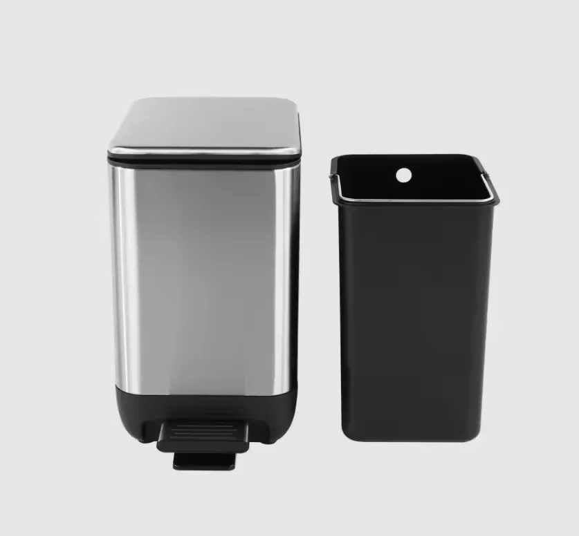 Stainless Steel 410 9L Rectangle Pedal Bin Soft Close Bathroom Trash Bin Household Kitchen Trash Bin with Stable Pedal