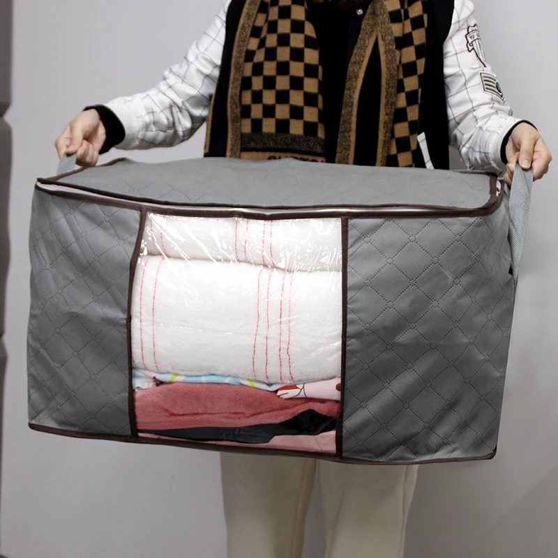 Durable Dustproof Zipper Closure Organizer With Handle Large Capacity Folding Under Bed Quilt Blanket Home Clothes Storage Bag