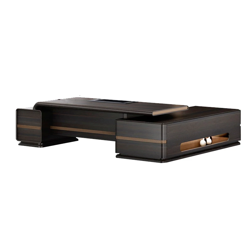 Black Ceo director manager executive commercial furniture chair and table  boss wooden desk solid wood office desks