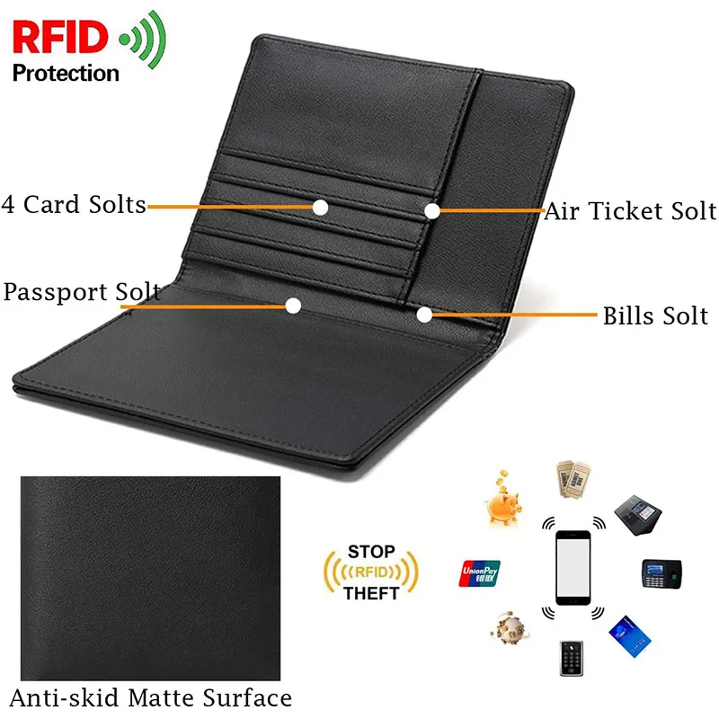 Кожаный держатель с блокировкой RFID, Женская Обложка для паспорта, чехол, кошелек, Мужской Дорожный органайзер для документов