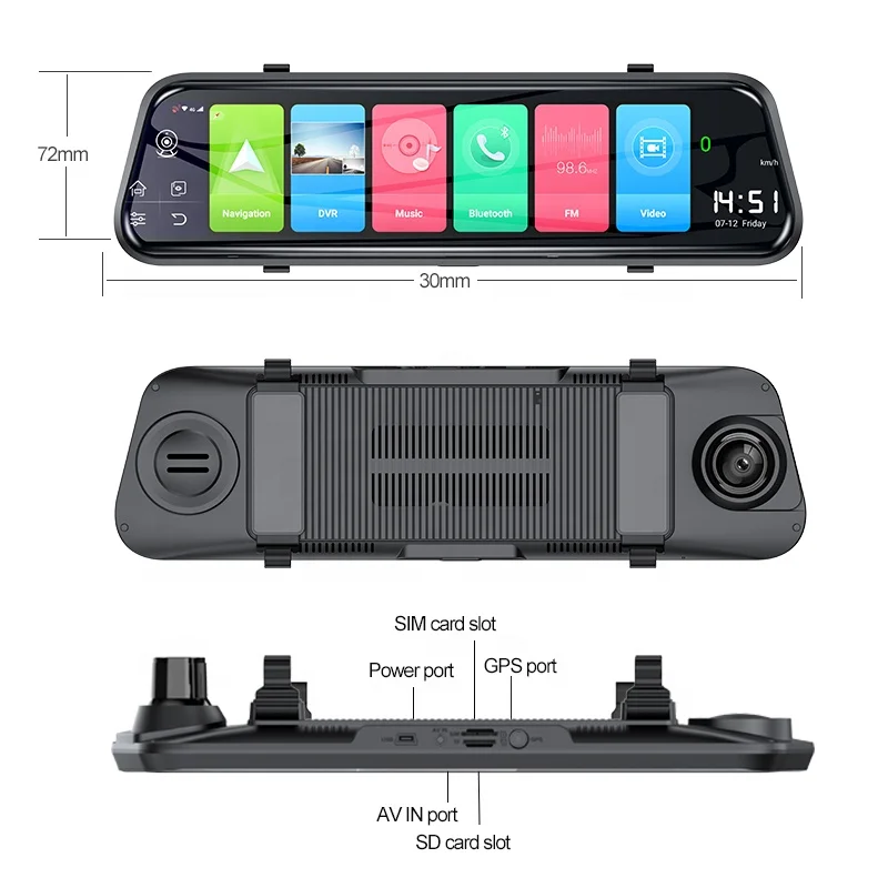 Factory Wholesale Full HD 1080p Rearview Mirror Car DVR Dual Lens Camera Front Rear Mobile Vehicle 4G Dash Cam