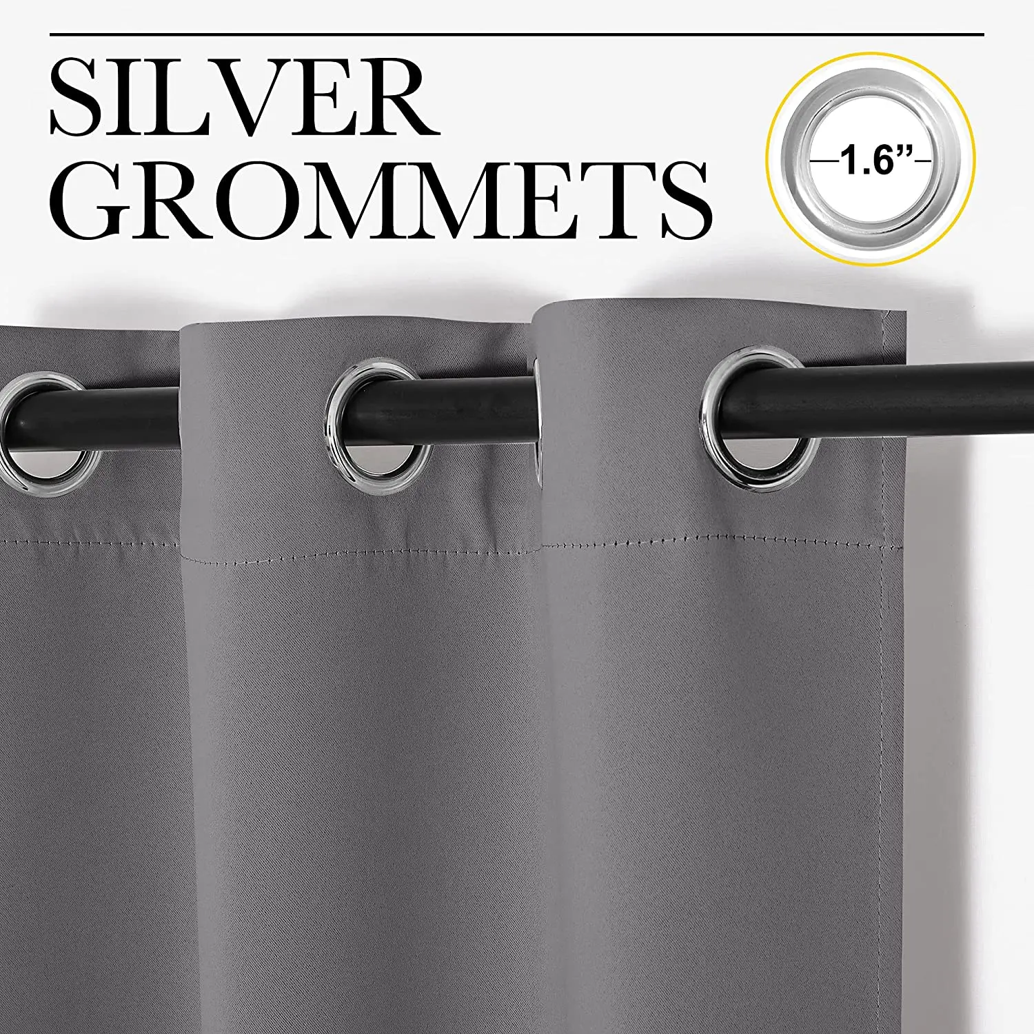 ATAYA Thermal Insulated Solid Grommet Blackout Curtain For Bedding