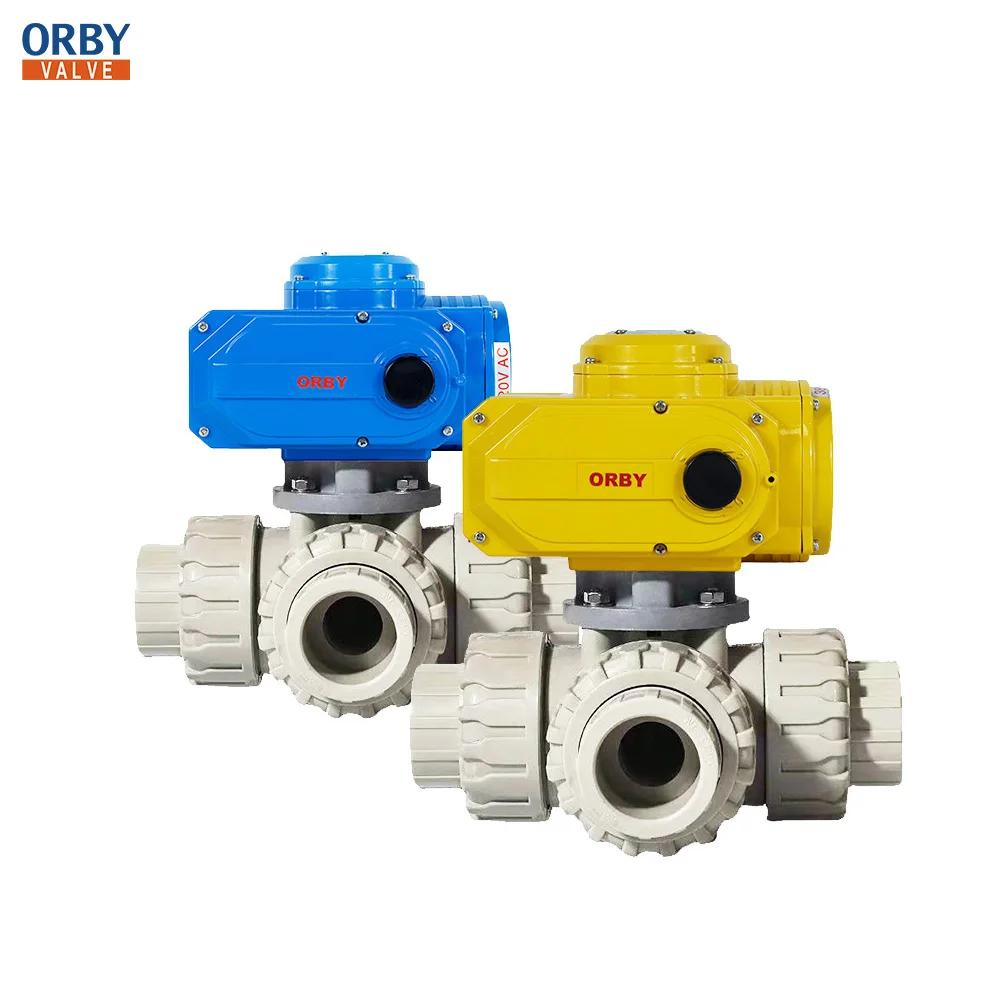 Electric Motorized PVC PPH CPVC Plastic Ball Valve IP67 3 Way T Port or L port