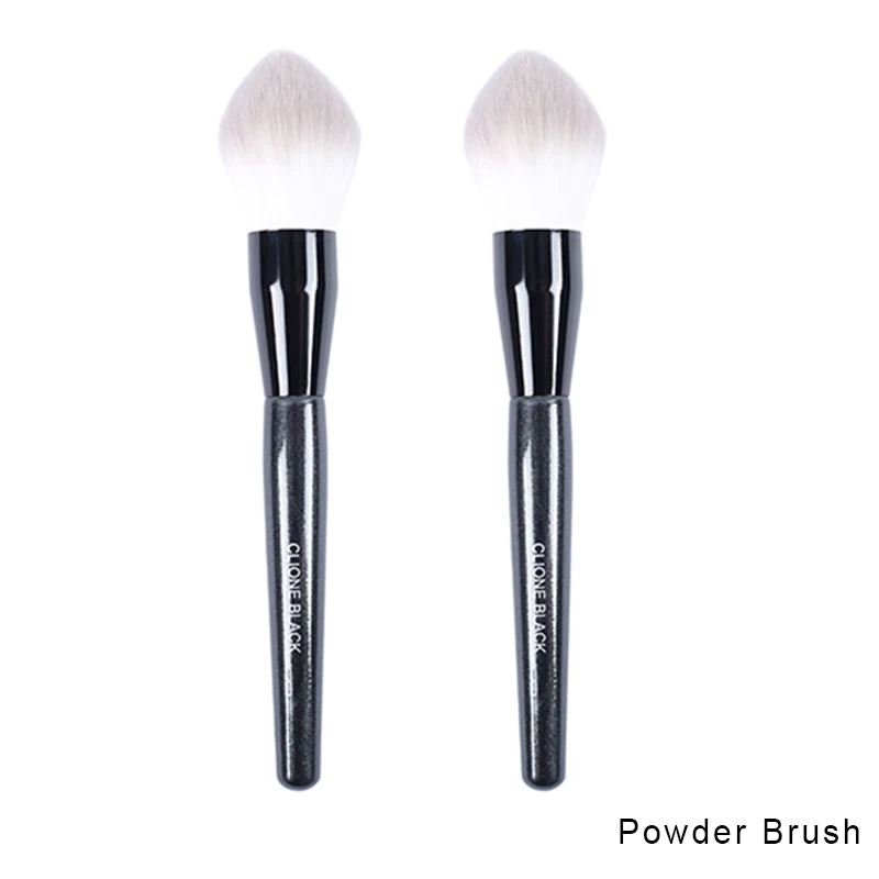 Excellent Quality Vegan & Cruelty-Free Bristles Single Black Powder Makeup Brush Custom Logo  Light Bulb Type Brush