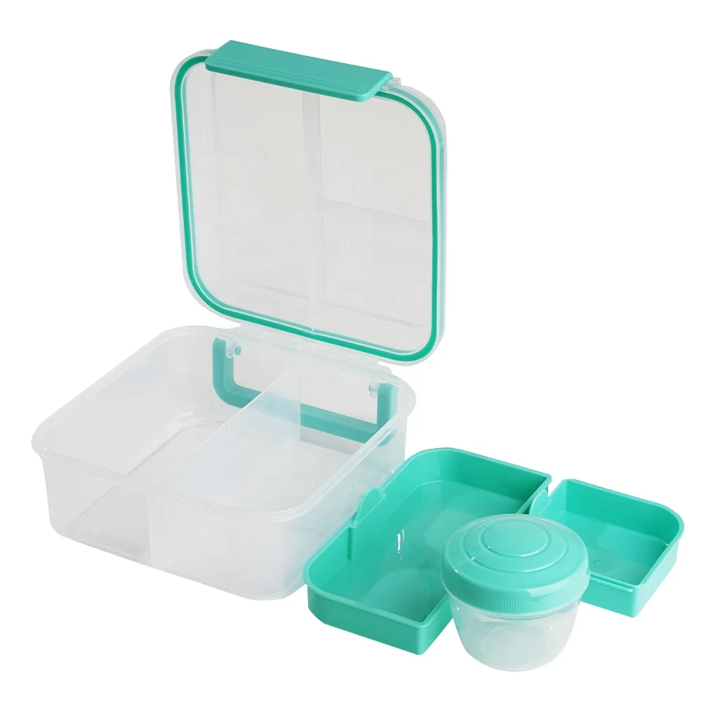 Lightweight Food Container for fruit and vegetable 1.25L multi grid PP lunch box with handle for home and outdoor