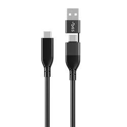 0.3M 2 in 1 USB A USB C Fast Charger 140W Cable 10Gbps and 40Gbps Transmission Rate