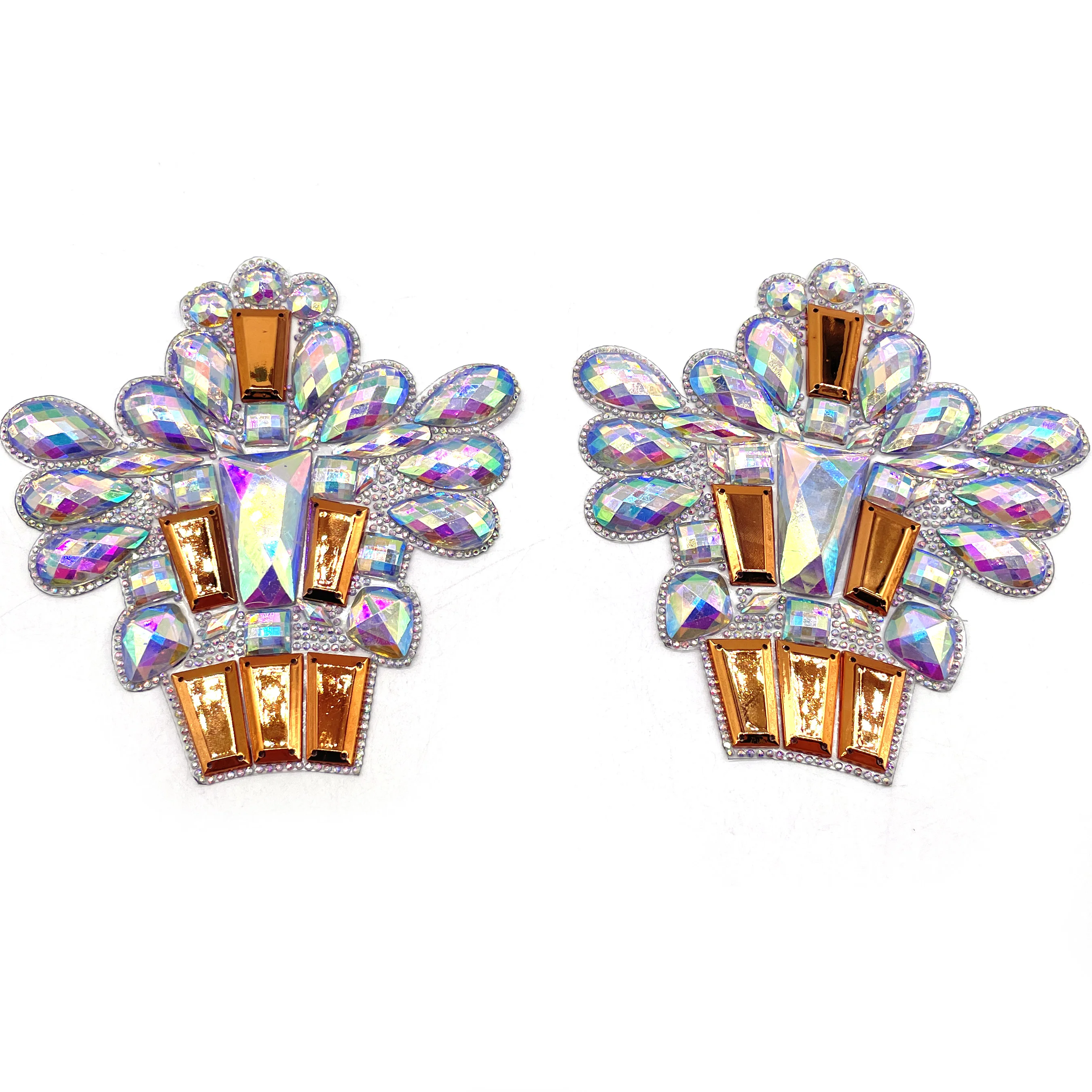 Carnival Costume Accessory Flatback Hot Fix Gold Crystal AB Resin Rhinestone Appliques Sewing Garments Shoes Hat Decorations