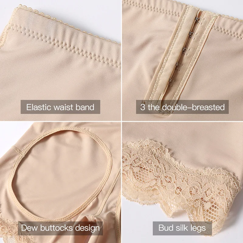 Body Shapewear Women Butt Lifter Mid-rise Boyleg Slimming Sheath Plus Size S-6XL Standard Adults Knitted Shapers Powernet / Lace