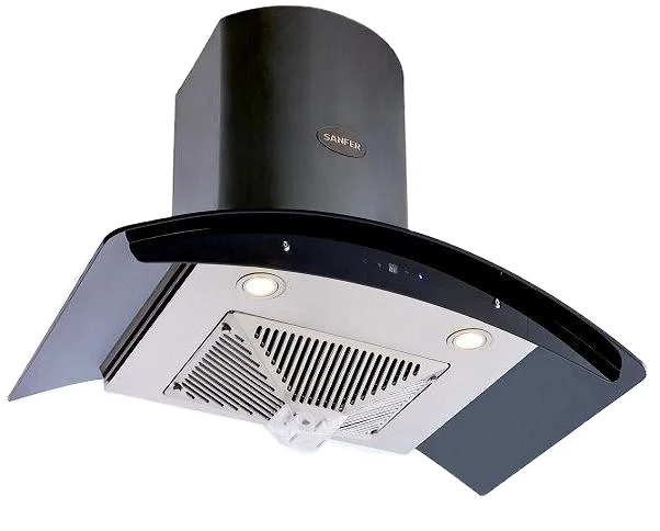 Curved Glass Black Color Copper Kitchen Aire Range Hood