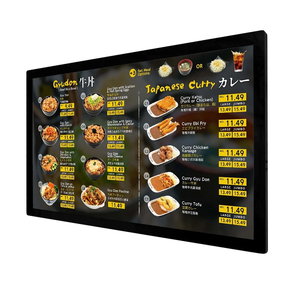 43 inch Android System Indoor Wall Mounted No-touch Screen Lcd Display Ultra Thin Restaurant Digital Signage Menu Board