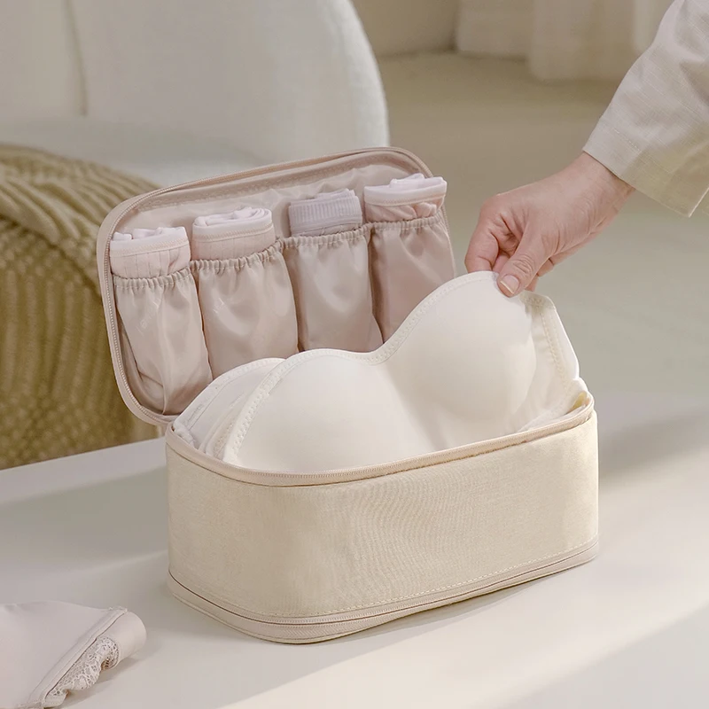 Wholesale Stock RPET Fabric Portable Underwear Storage Bag Bra Travel Pack Underwear Organizer for women
