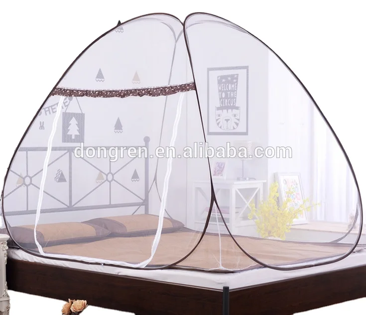 Mosquito Nets For Double or Single Bed Netting With Zipper and Lace