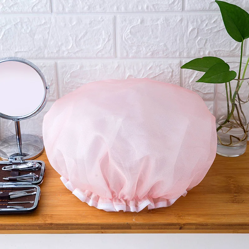 Bathing Cap Double Layer Waterproof Polyester Cotton Hair Cover Multicolor Shower Hats Bathroom Products