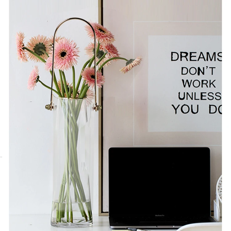 Zhongshan Factory Home Tabletop Vase High Borosilicate Clear Round Glass Vase Crystal Vase