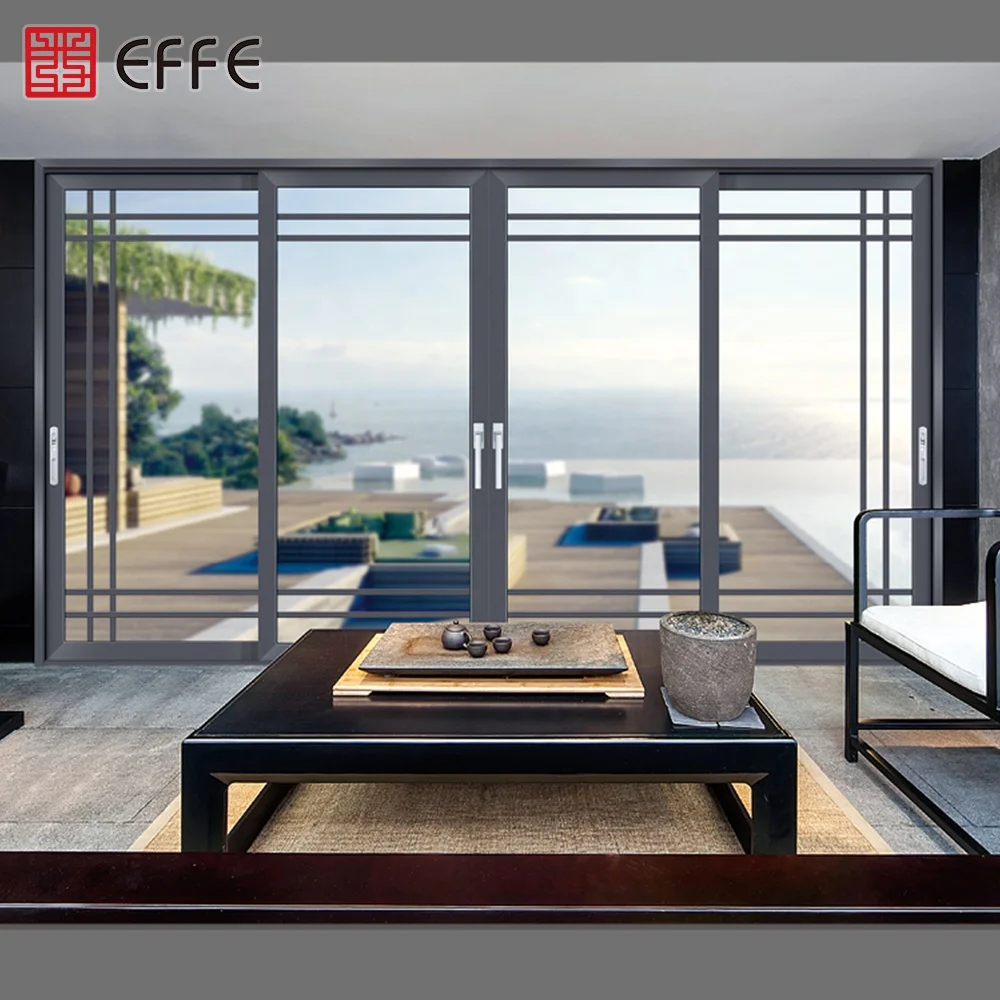 
top quality quick lead time reasonable price burglar proof aluminium 4 sash new style triple impenetrable sliding door for sale 