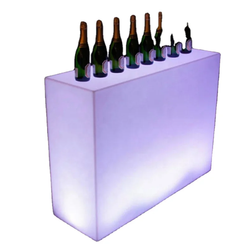 Modern Plastic LED Illuminated Bar Counter Portable Luminous Cocktail Table for Outdoor Hotel Club Use