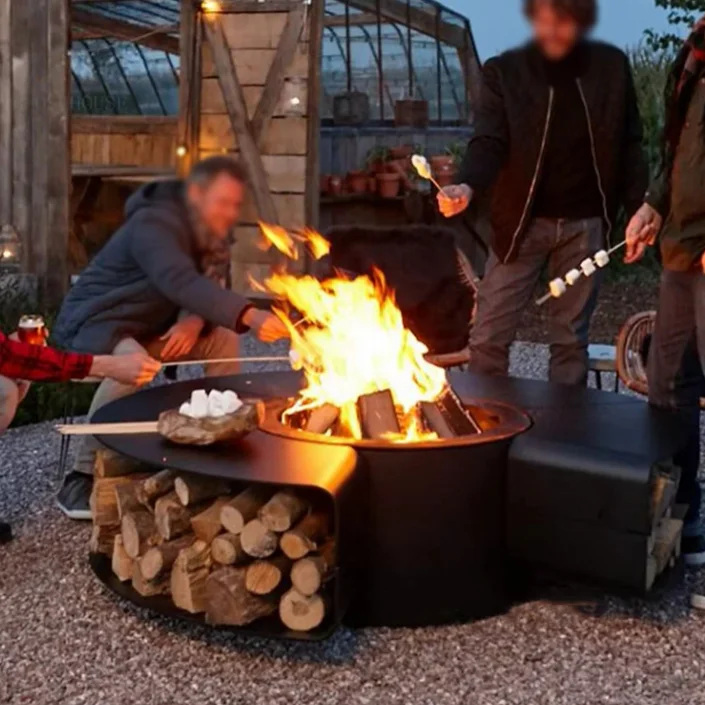 Custom Cast Iron Wood Burning Fireplace Fire Pit Furnture Outdoor Set