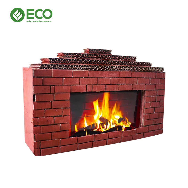ECO Custom Christmas Display Rack Fireplace Cardboard Display Stand Fireplace From the Cardboard Box