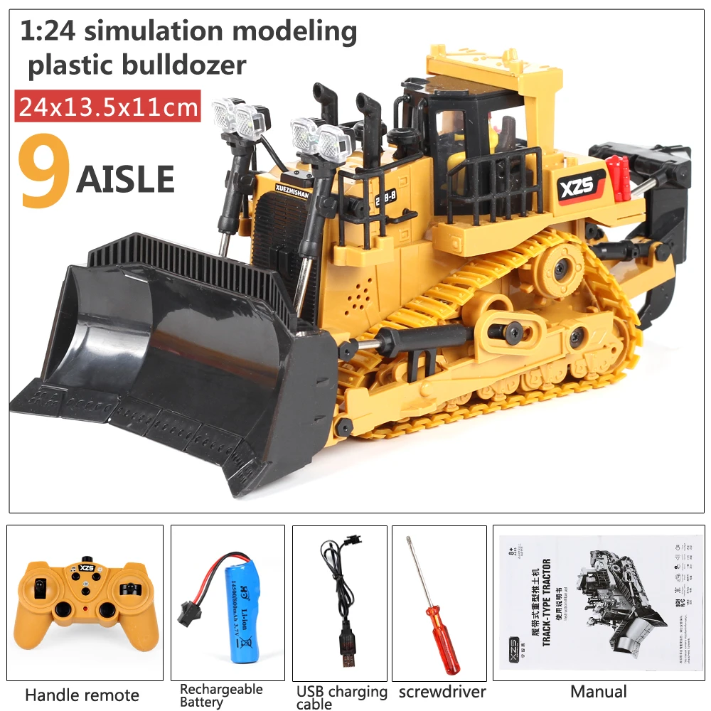 9CH 2.4Ghz RC Bulldozer Truck Remote Control Engineering Vehicle