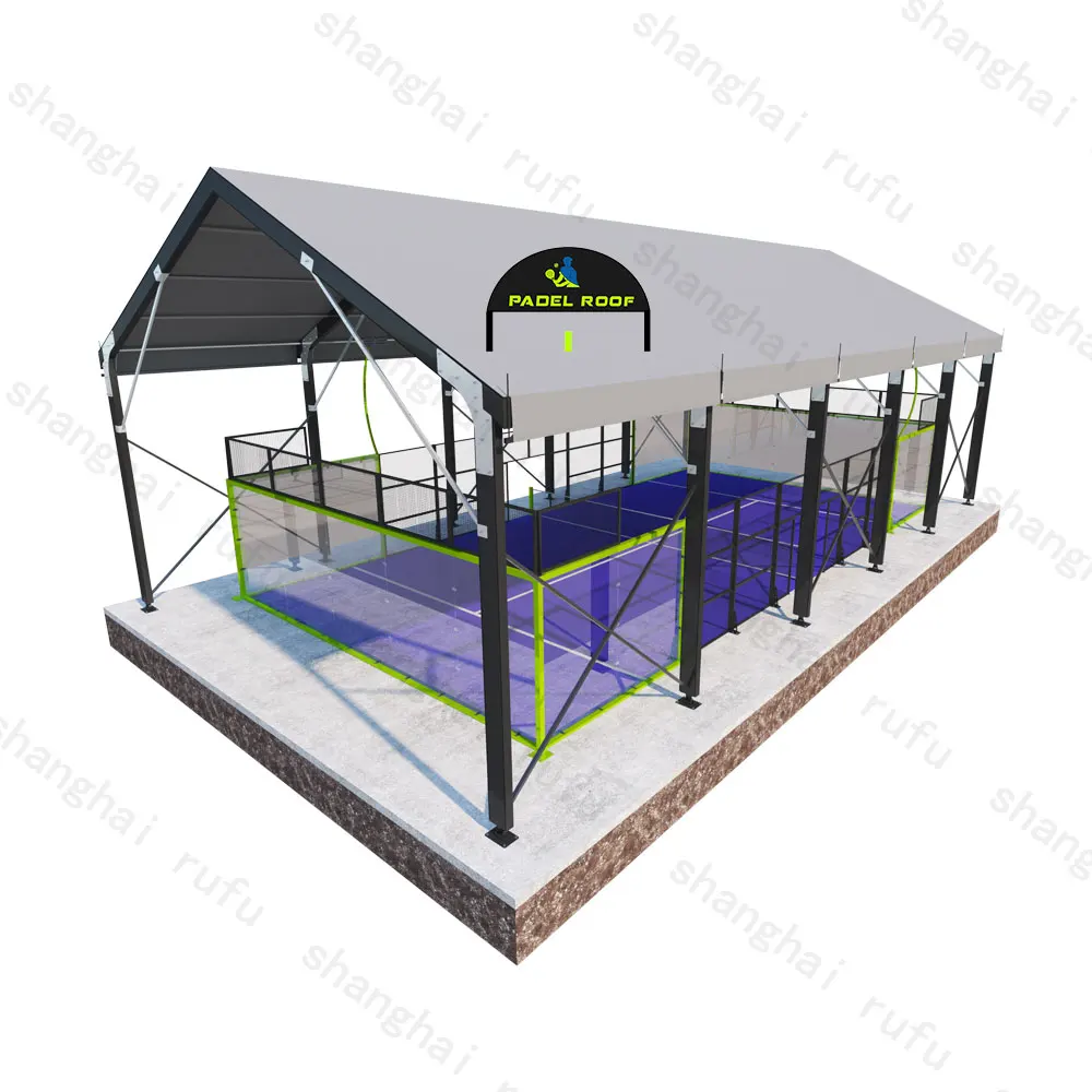 Hot Sale Competitive Price Panoramic Padel Tennis Courts Customized Color Black Tennis Platform Court with Roof