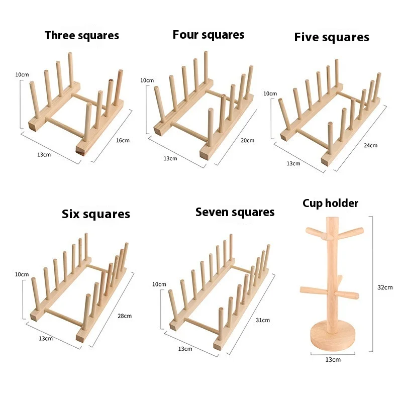Solid Wood Dish Rack Standing Type Kitchen Shelf for Dish Plate Pot Storage Wholesale from Manufacturer