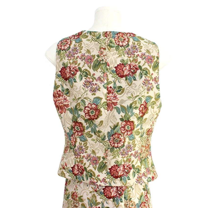 High Density Custom Floral Woven Jacquard Tapestry Skirt Suit Cotton Blend Fashionable Tapestry Clothing and Skirt