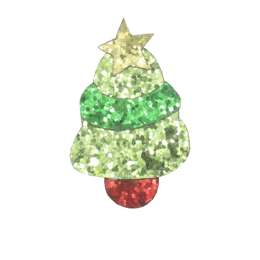 5' Sequin Christmas hair bows with glitter tree grosgrain ribbon hair accessories