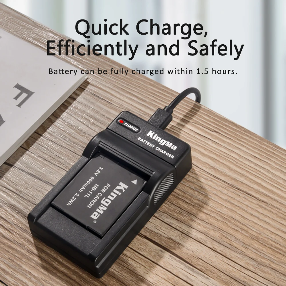 KingMa NB-11LH 600mAh battery and single Fast Charger for Canon IXUS 180/240/245/265/175 Camera