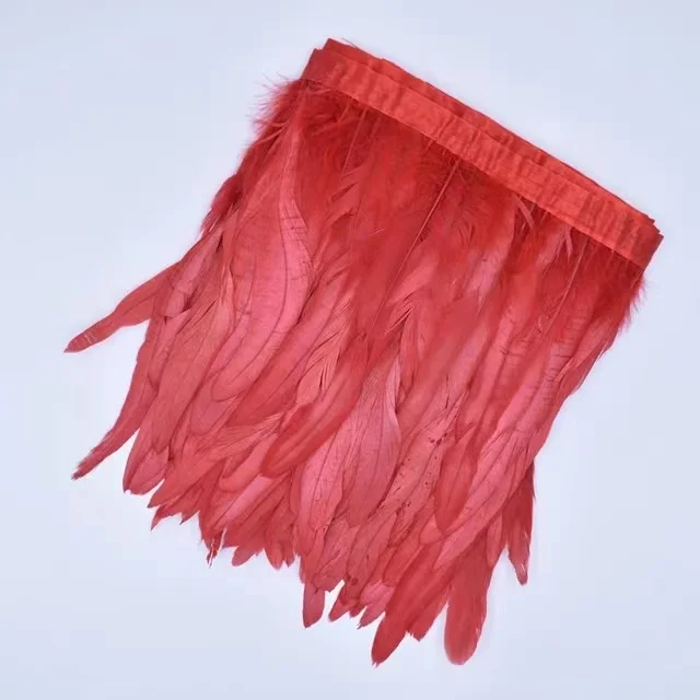 8-10inch (20-25cm) Decor Half Bronze Coque Rooster Feathers Fringe Ribbon Trim Carnival Festival Cock Tail Feather Trimming