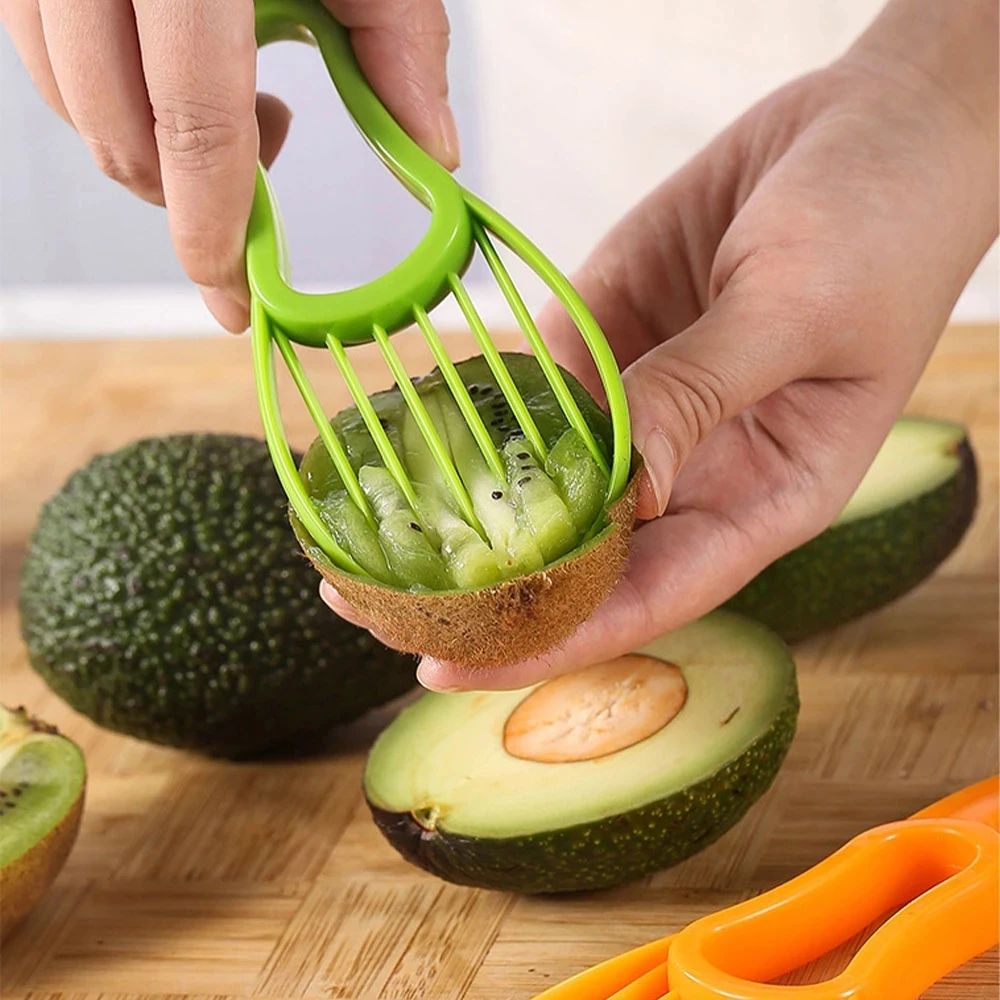 Avocado Slicer 6 In 1 Function Tool Storage Container Set for Kitchen Avocado Cutter with Green Chopper Fruit & Vegetable Peeler