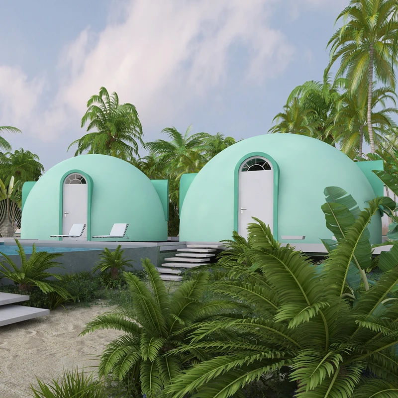 28 square meters round dome tiny house EPS foam Plastic spherical dome circular module Prefab Bubble building house