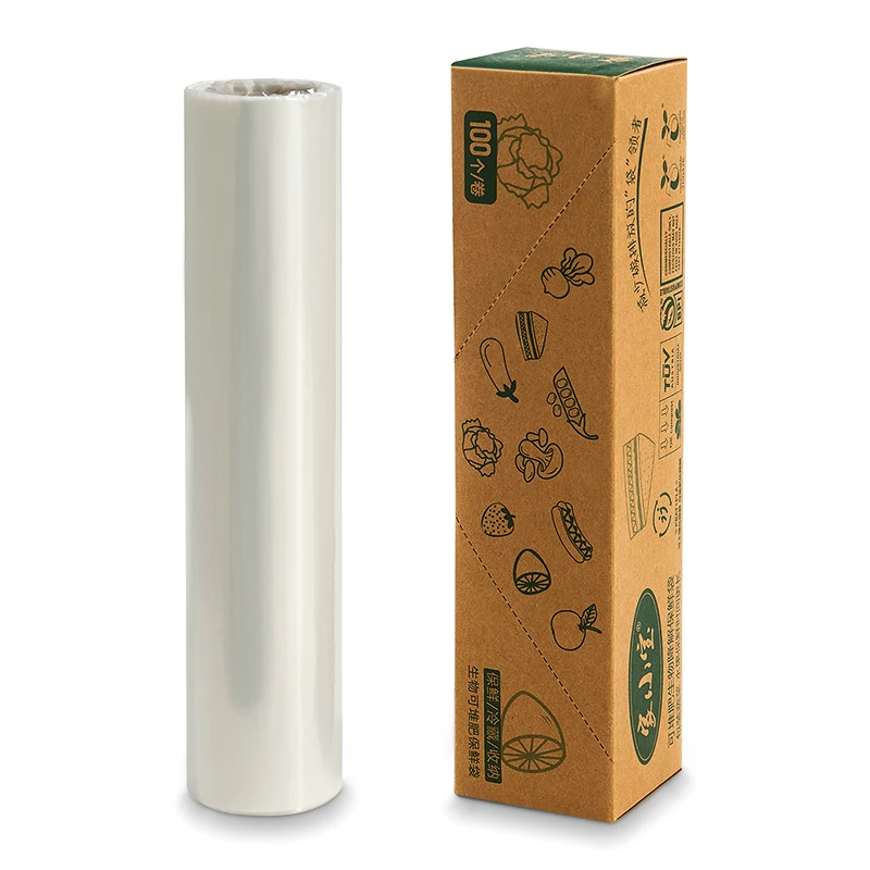 Biodegradable Food Packaging PLA Plastic Produce Bag on a Roll Food Storage Transparent Bags For Fruits Vegetable bread