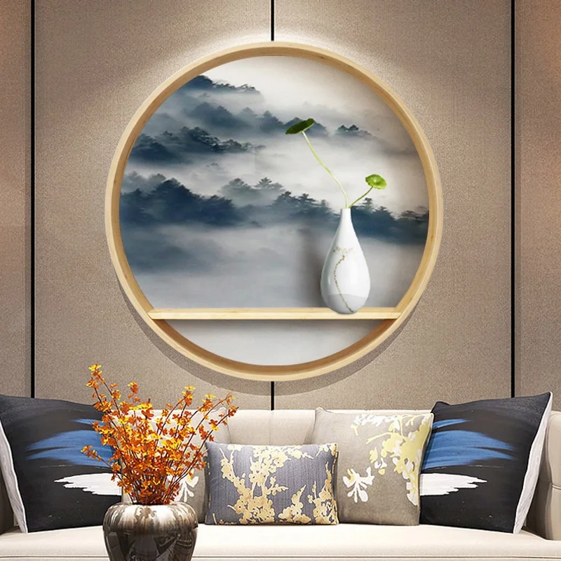 Wholesale Nordic Style Bamboo Frame Family Round Frame  Living Room Art Paintings Wall Decorative Photo Frame