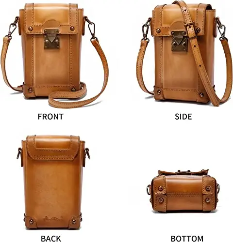 Mini Crossbody Bag for Women Genuine Leather Vintage Shoulder Bag Cell Phone Purse