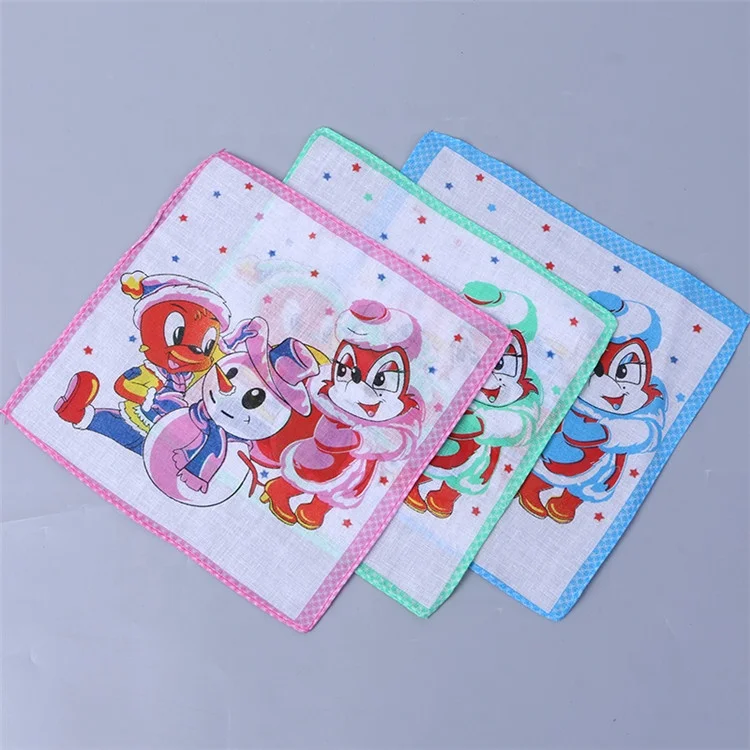 Soft feeling 28*28cm small handkerchief cartoon printed children baby cotton handkerchief