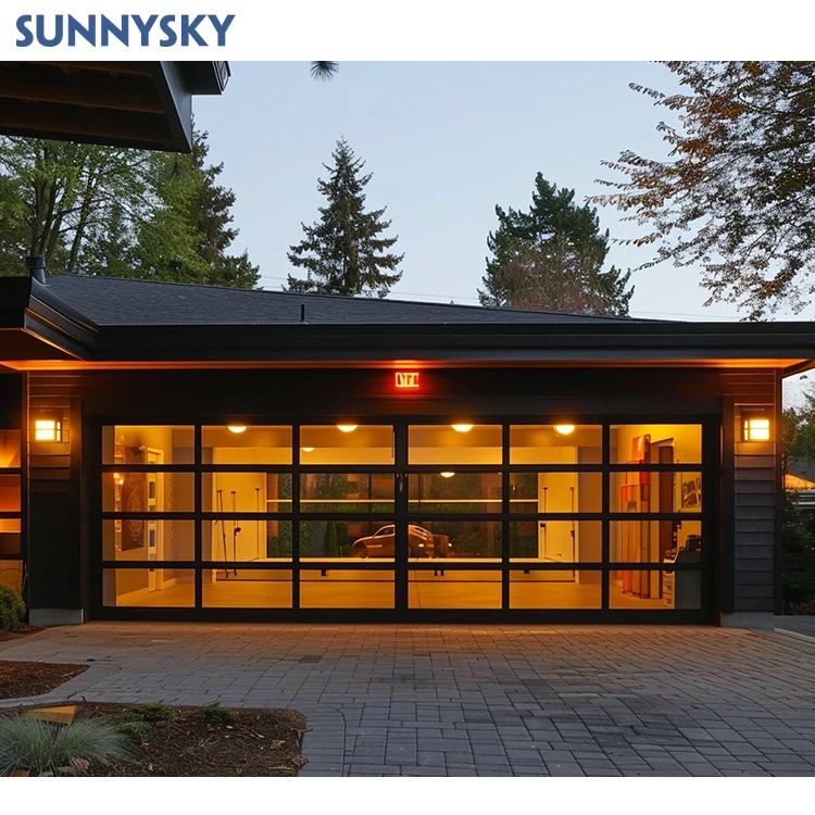 Sunnysky Custom Doors Waterproof Soundproof Roll Up Door Aluminum Glass Garage Door
