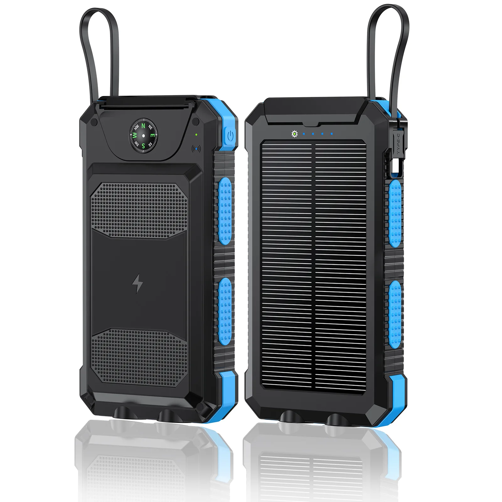 Trending Product 2024 New Portable Charger Solar Powerbank Compass Mobile Power Supply 20000mah Power Bank Solar cargador