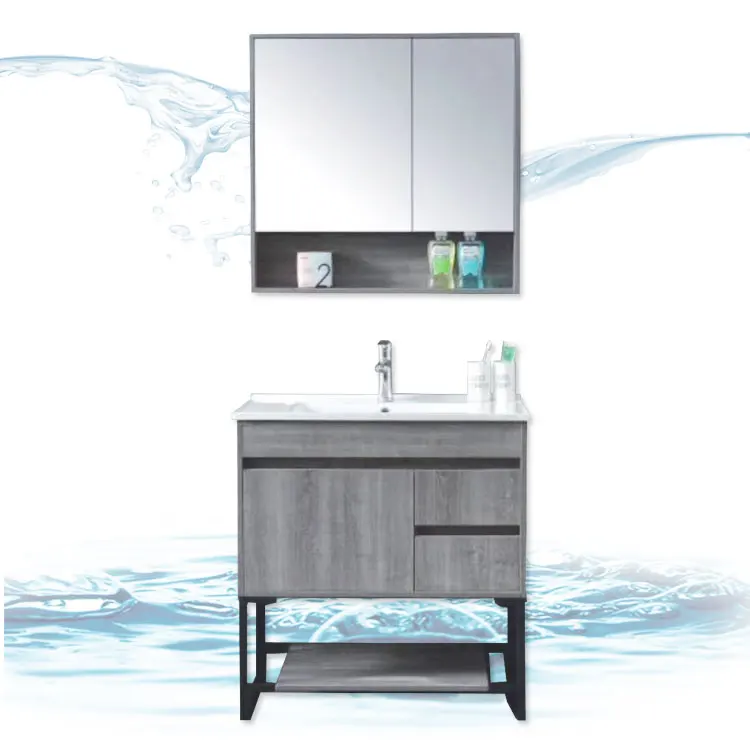 
Contemporary bathroom furniture eco-paint free plywood mirror cabinet 