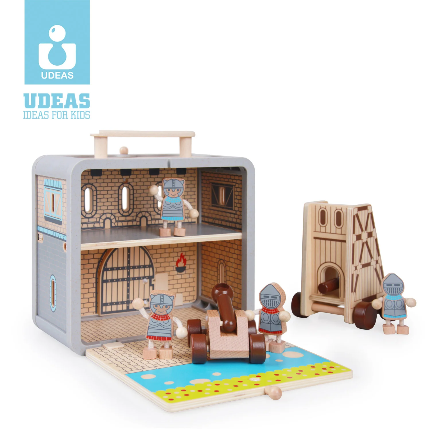 wooden toys Hot Sale Funny Knights Castle  Wooden Toy Castle Set for Children