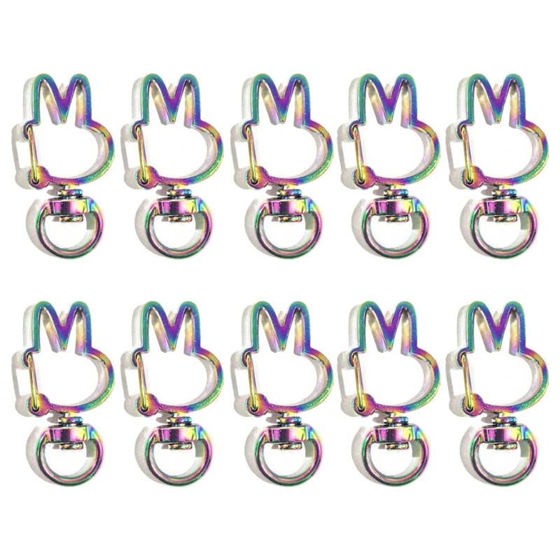 Various Shapes  Metal Snap Hook Key Chain Metal Rainbow Star Heart Cat Moon  Dolphin Key Ring DIY Accessories