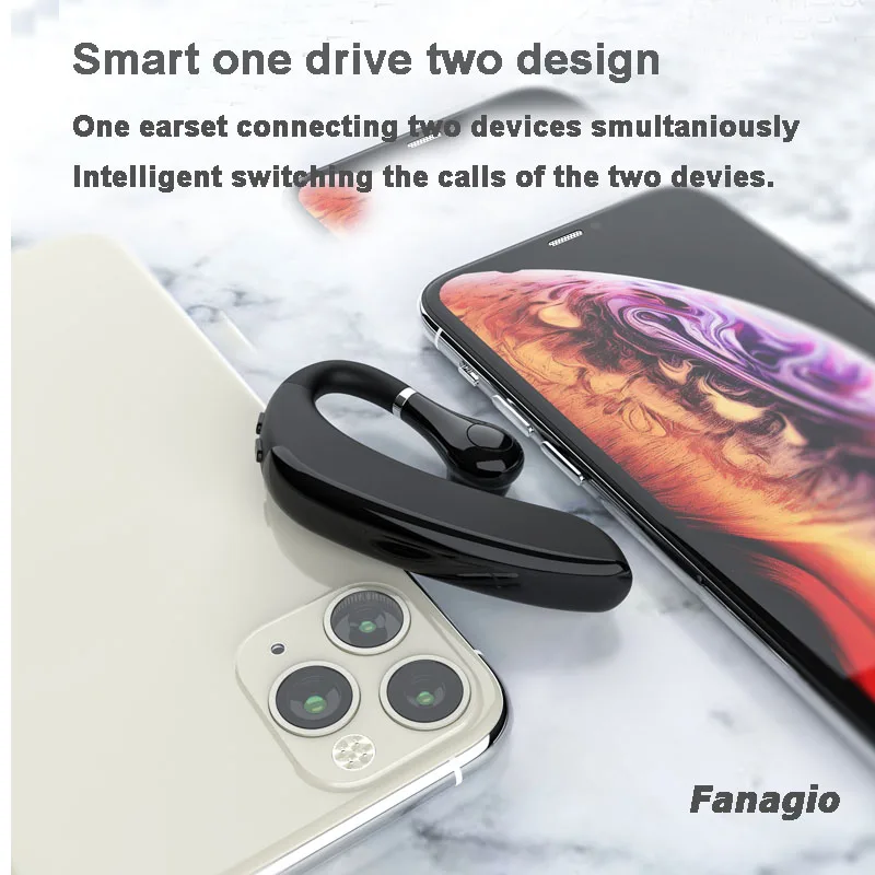 Ear-Hook BT5.0 Headset with Mic Lightweight Noise Cancelling Painless Wearing Earphones  Hi-Fi stereo single  earset