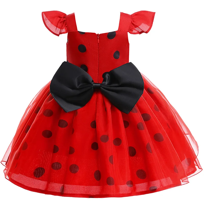 Children Halloween Ladybug Girls Dress Small Flying Sleeve Cosplay Princess Clothes Birthday Party Stage Performance Kid Costume