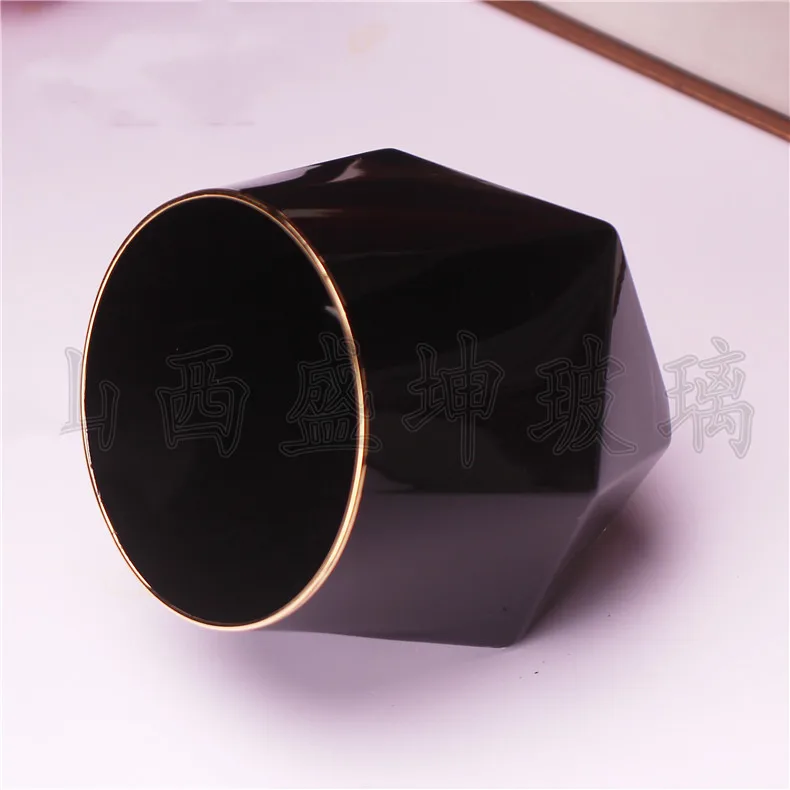 high quality 250ml walled frosted black whiskey glass