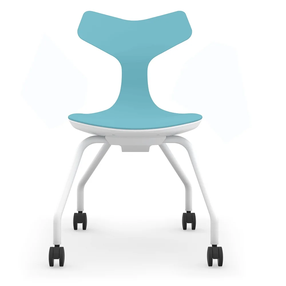 Factory Direct Four Leg Double PP Shell Ergonomic  Modern Training Project Good Price Office Waiting Lifting Chair With  Wheels