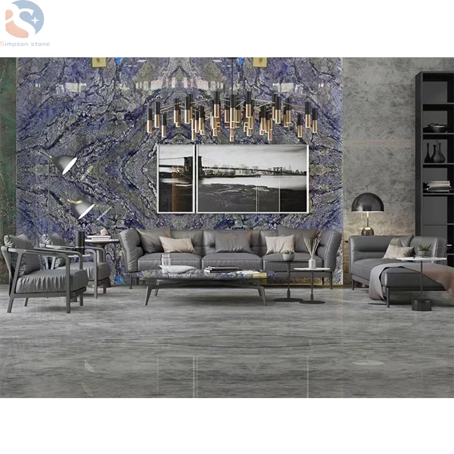 Onyx Luxury Hight Grade For Wall TV Background  Slabs Tiles losas backlit Sky Blue Onyx Marble