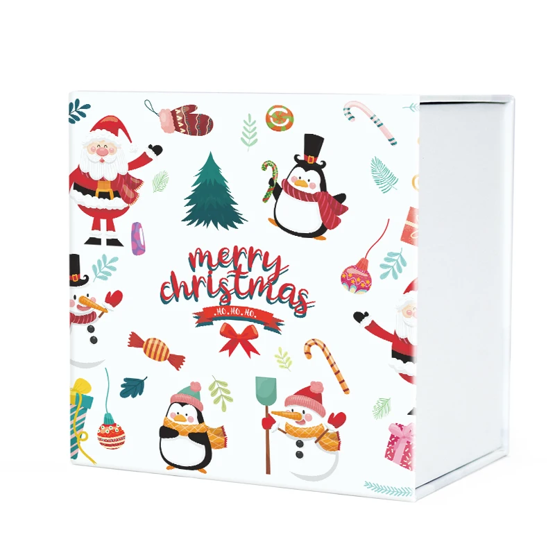 Hot Selling Custom Original Pattern Merry Christmas Toys Lights Balls Socks Hats Decorations Packaging Gift Kraft Paper Box