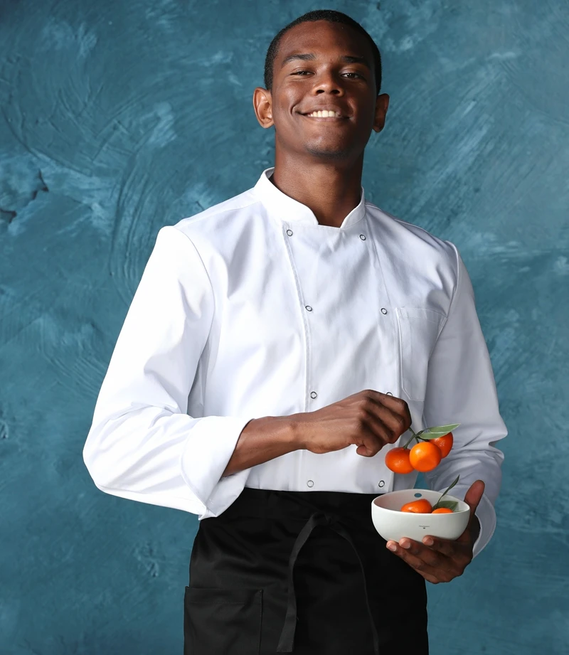 CHECKEDOUT 2022 latest design double breasted long sleeve fashion chef jacket and catering uniform for hotel and restaurant